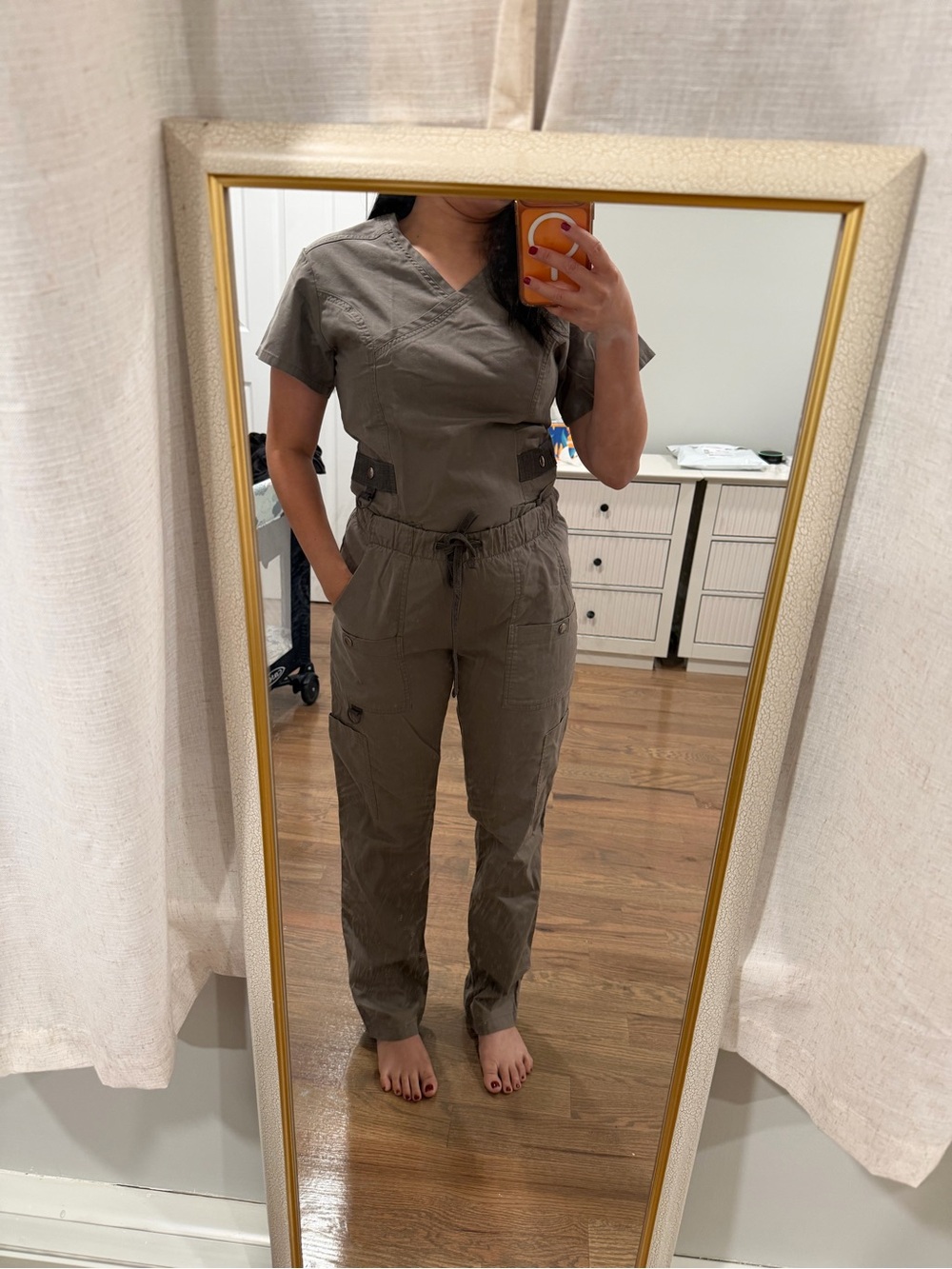 Olive Gray Scrub Set